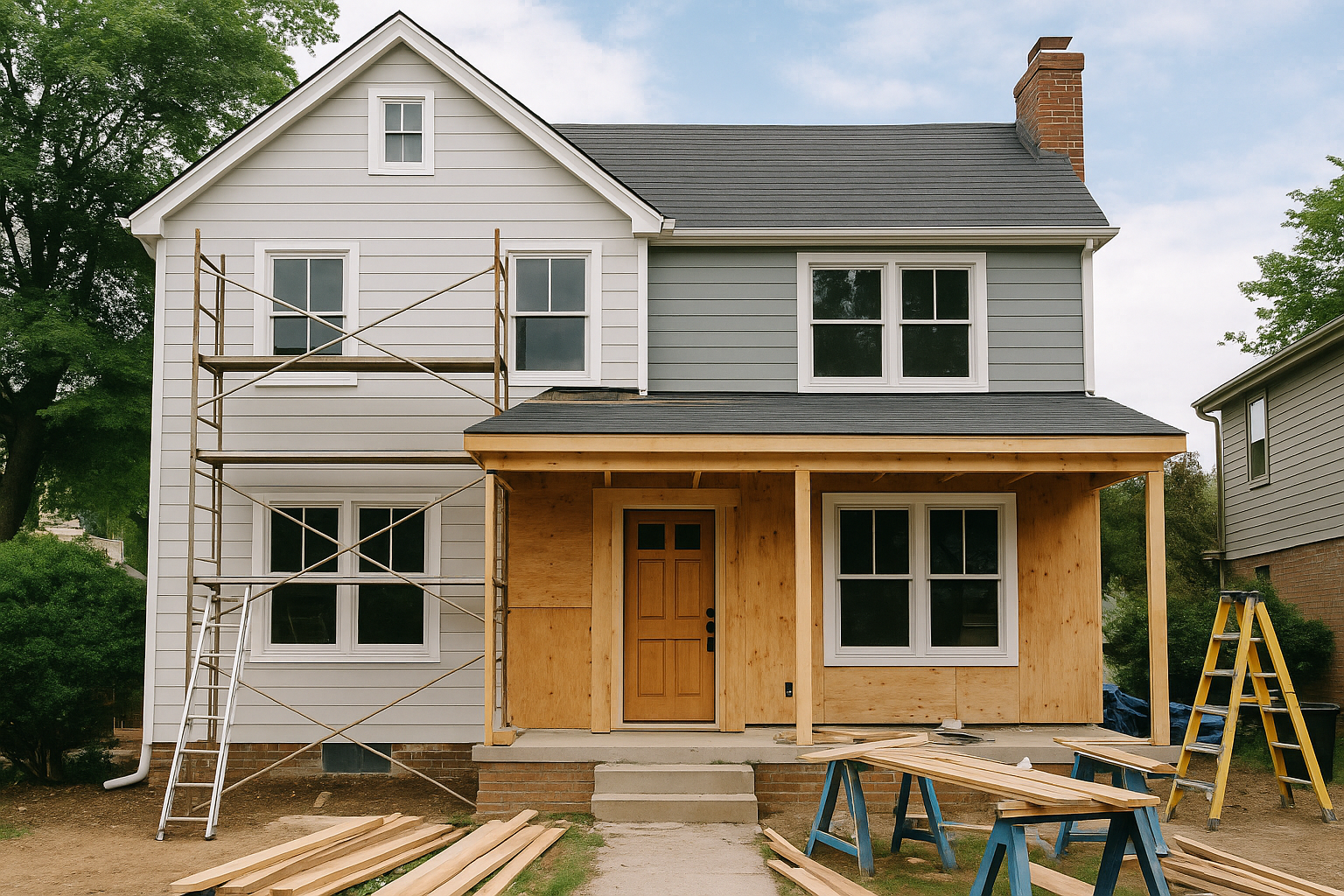 Renovación de casa suburbana en progreso